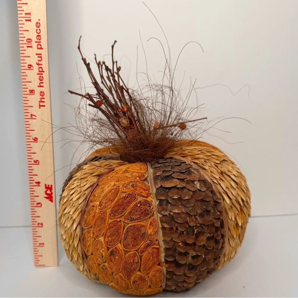 Set of 2 Decorative Pumpkins for Fall & Thanksgiving Tabletop Centerpiece Decor